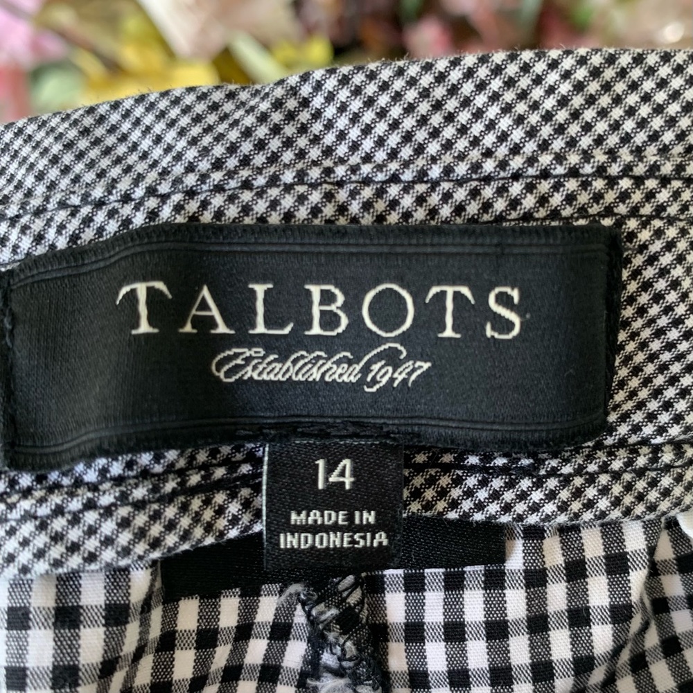 Talbots Black/White Gingham Lightweight Pants-14 - image 2